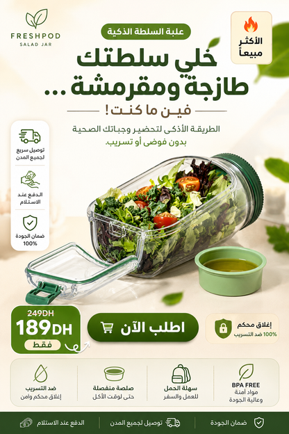 خلي سلطتك طازجة ومقرمشة... فين ما كنت 🚀🥗