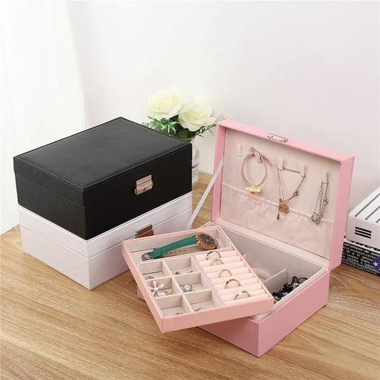 Boîte à Bijoux en Cuir Deux Etages